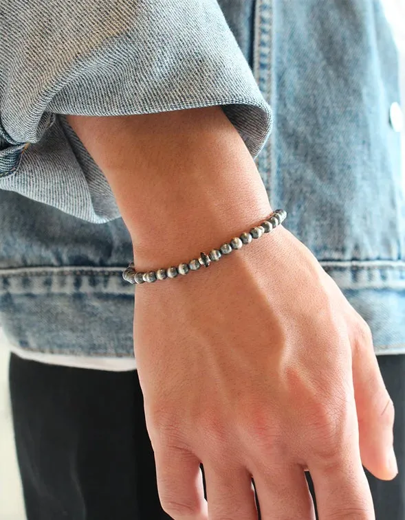 5MM Bracelet - Navajo Pearl Silver