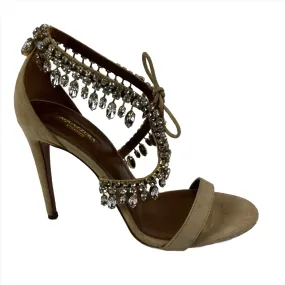 Aquazzura £1330 Cream Suede Moonwalk 105 Sandals 39