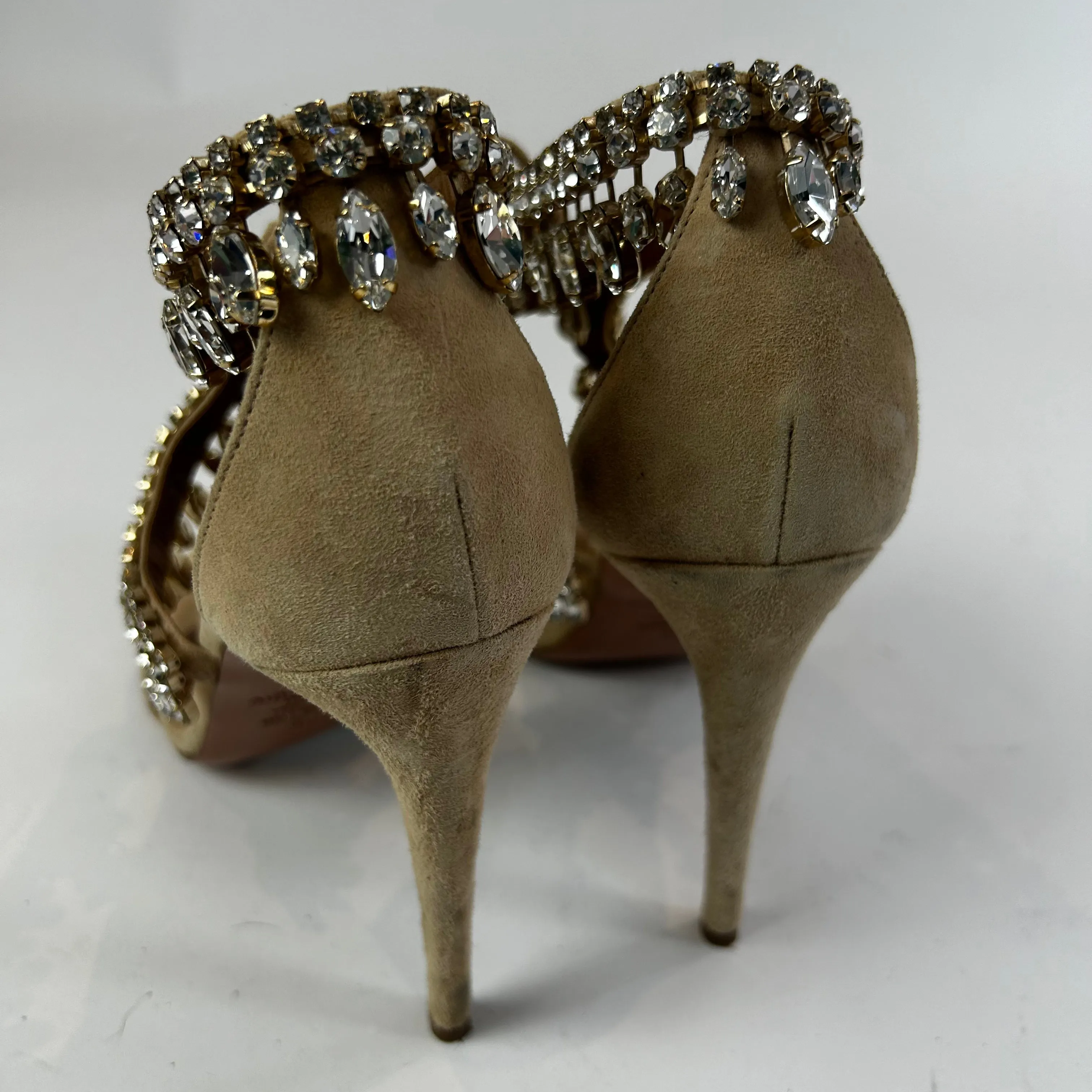 Aquazzura £1330 Cream Suede Moonwalk 105 Sandals 39