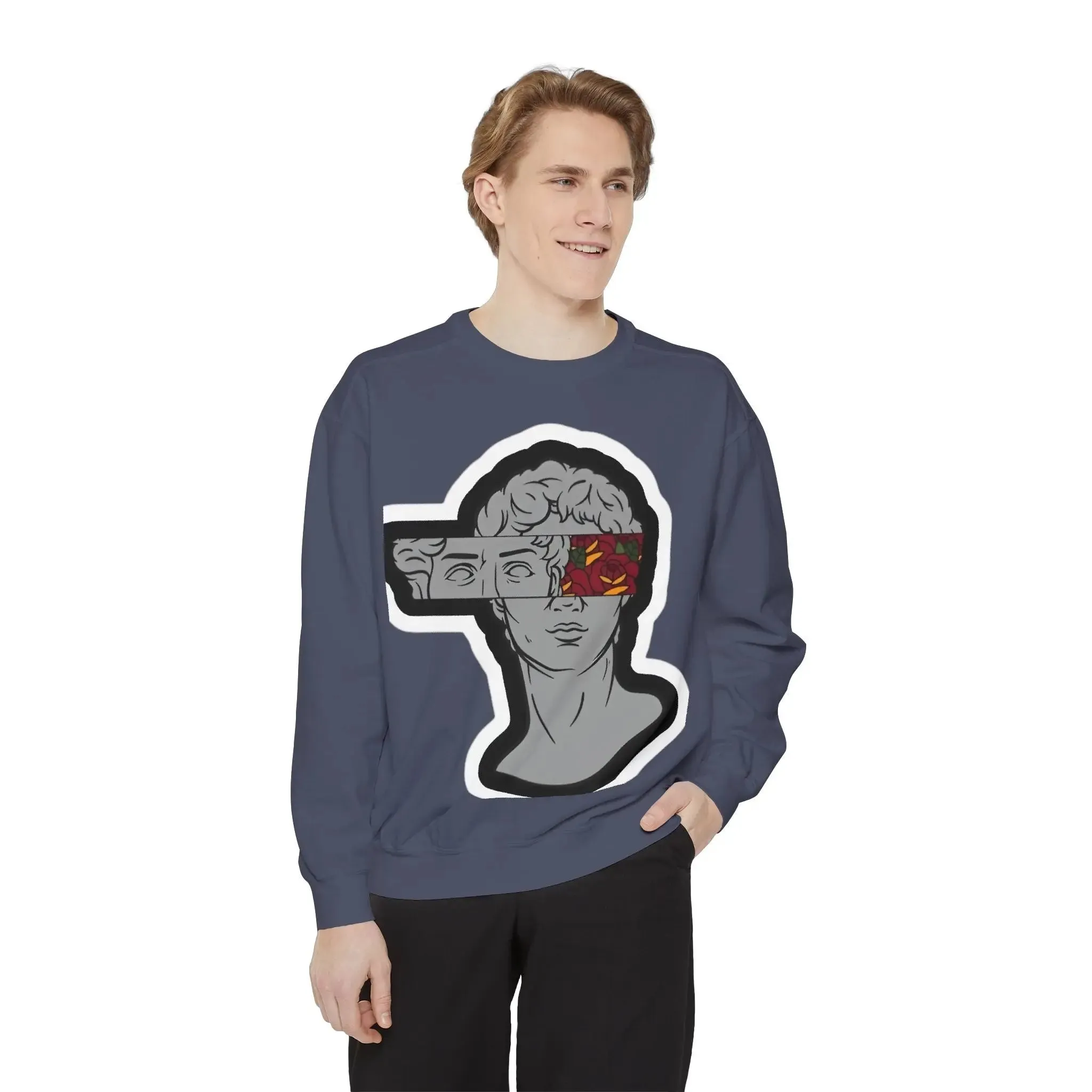 Artistic Mens & women Garment-Dyed Sweatshirt with Abstract Design