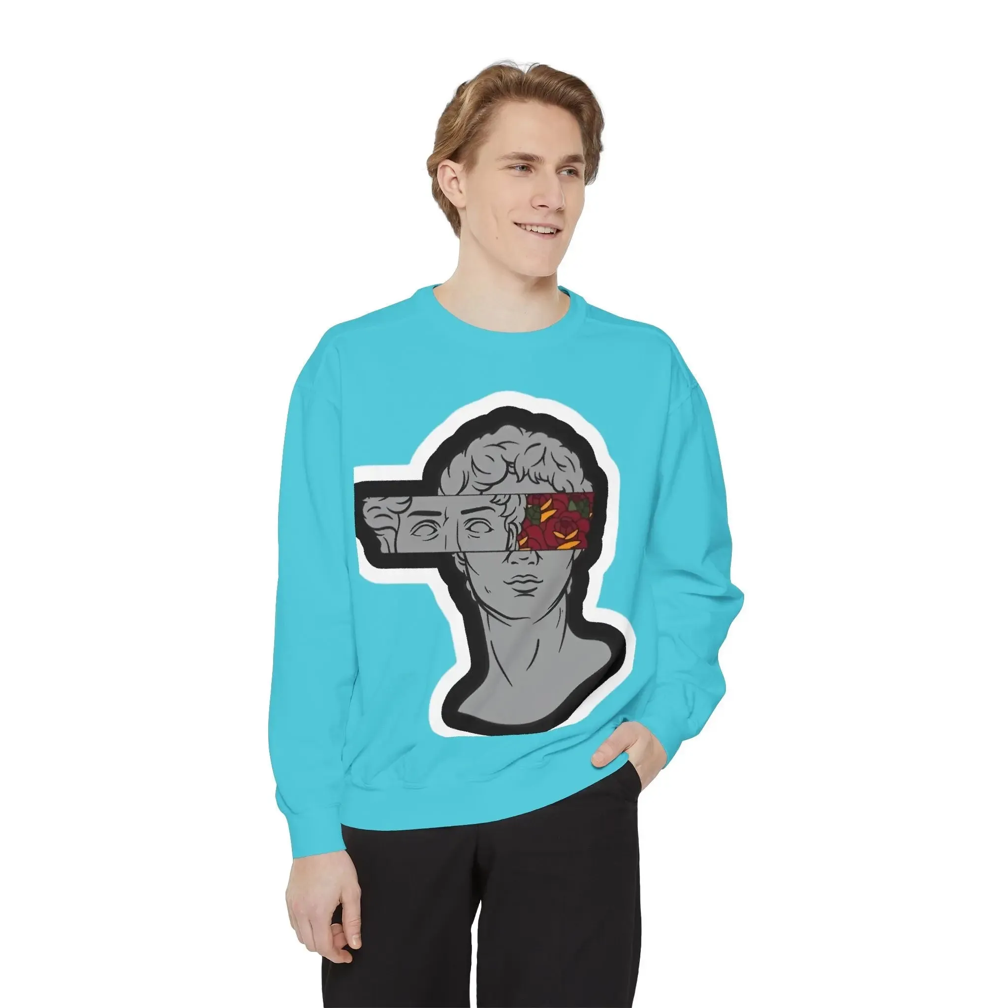 Artistic Mens & women Garment-Dyed Sweatshirt with Abstract Design