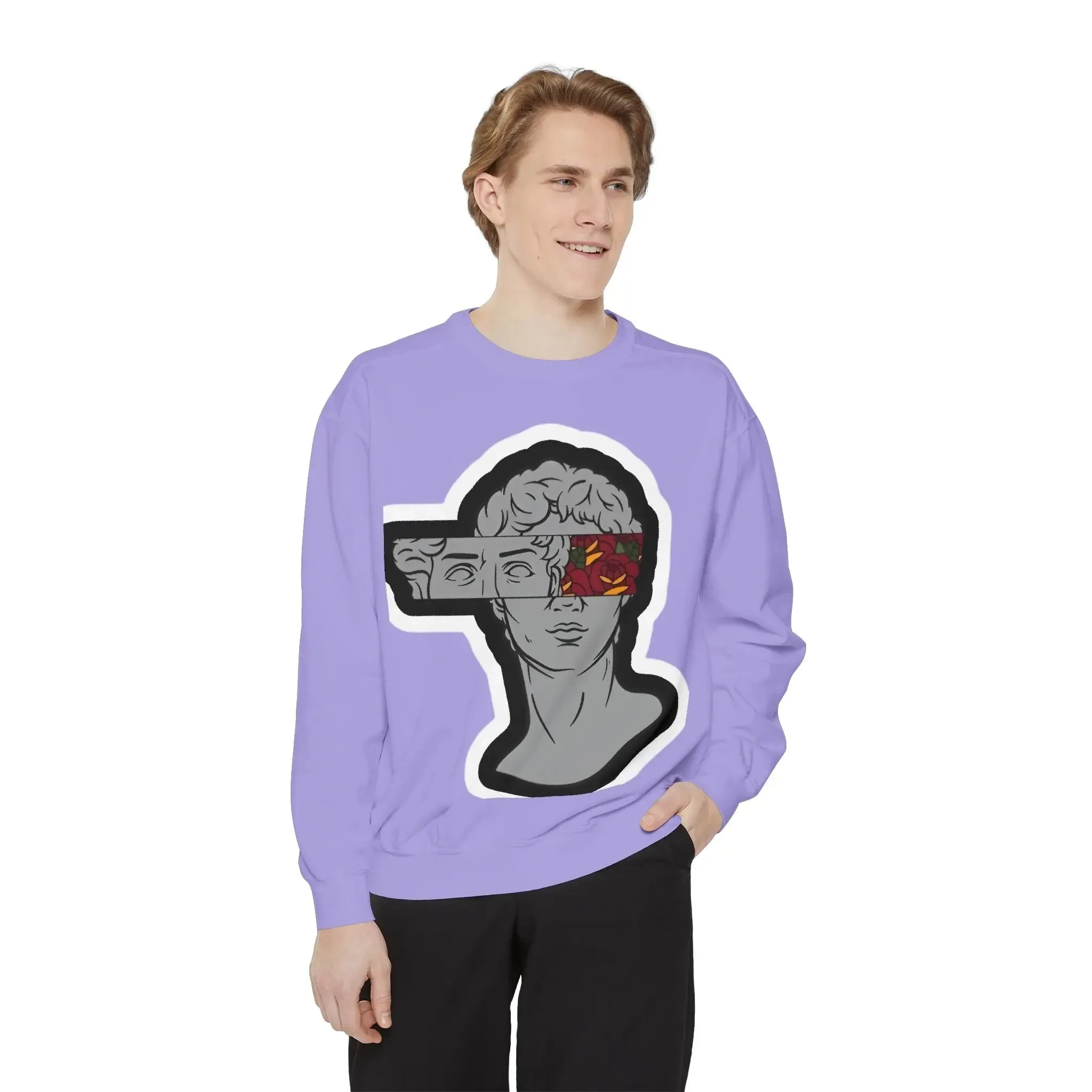 Artistic Mens & women Garment-Dyed Sweatshirt with Abstract Design