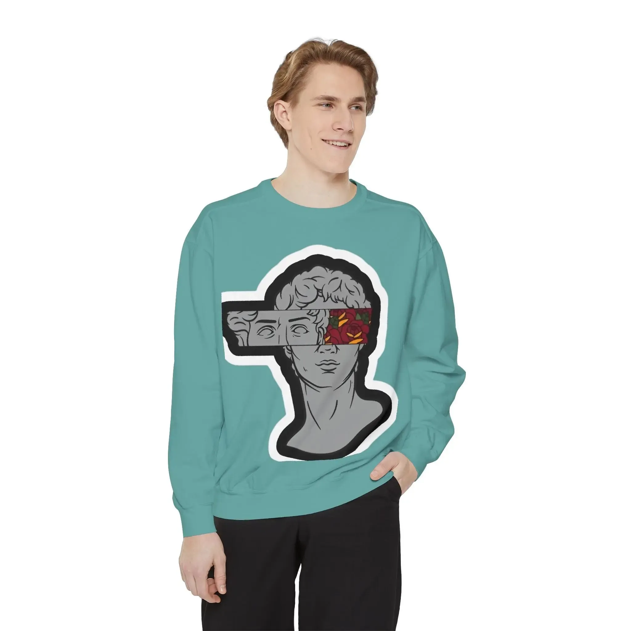 Artistic Mens & women Garment-Dyed Sweatshirt with Abstract Design