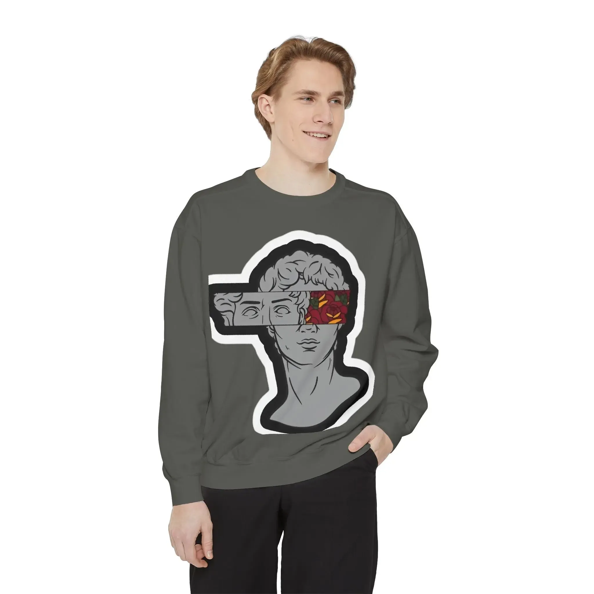 Artistic Mens & women Garment-Dyed Sweatshirt with Abstract Design