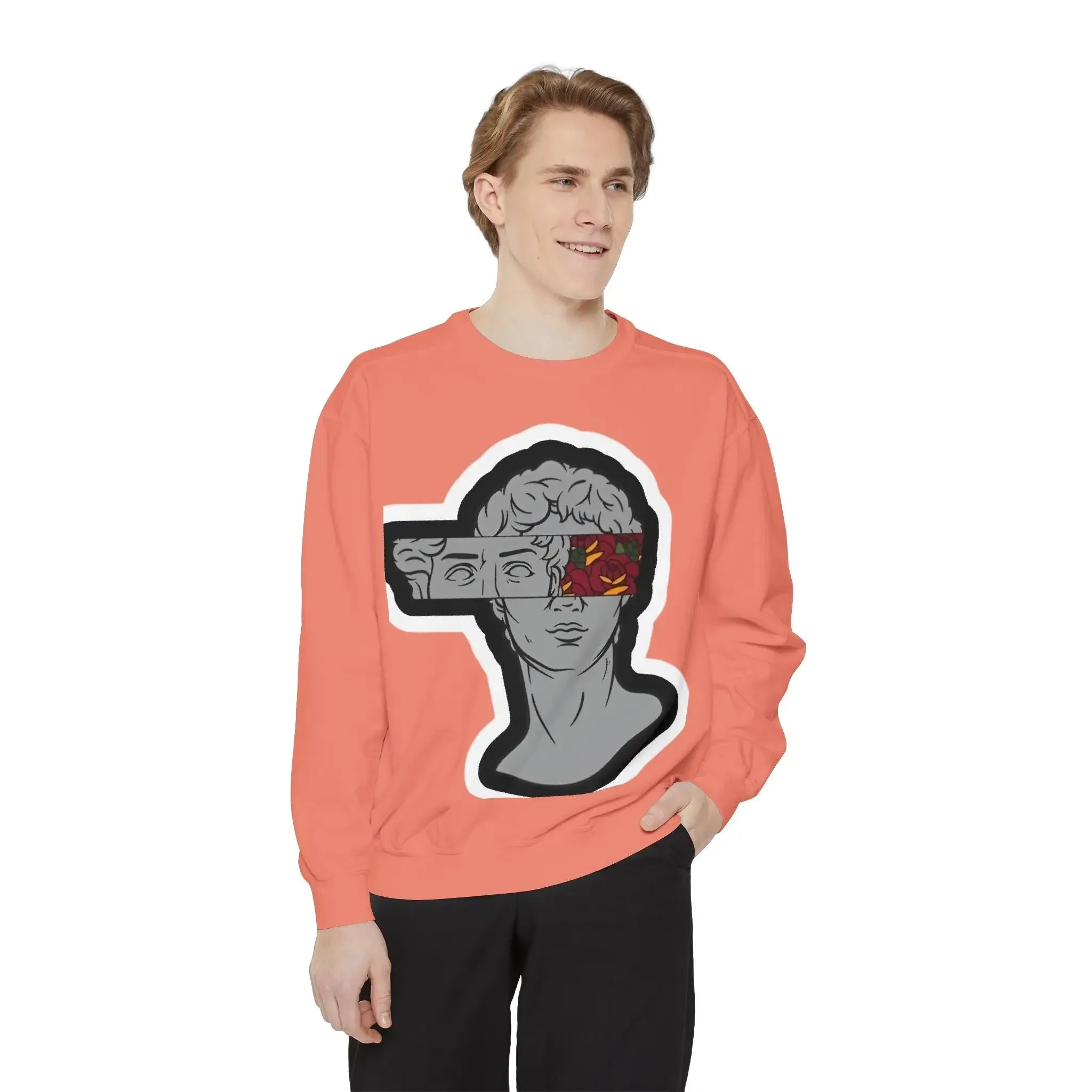 Artistic Mens & women Garment-Dyed Sweatshirt with Abstract Design