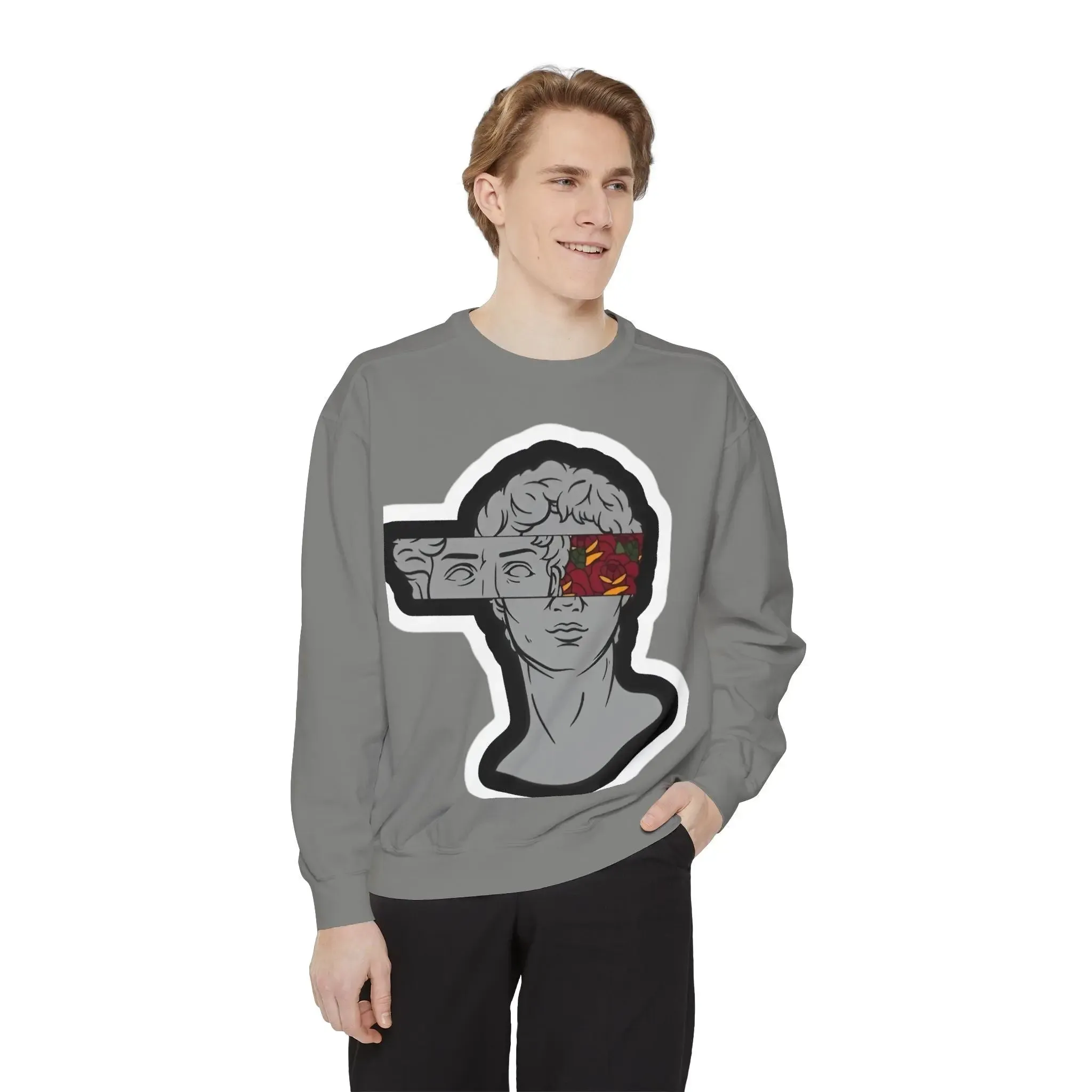 Artistic Mens & women Garment-Dyed Sweatshirt with Abstract Design