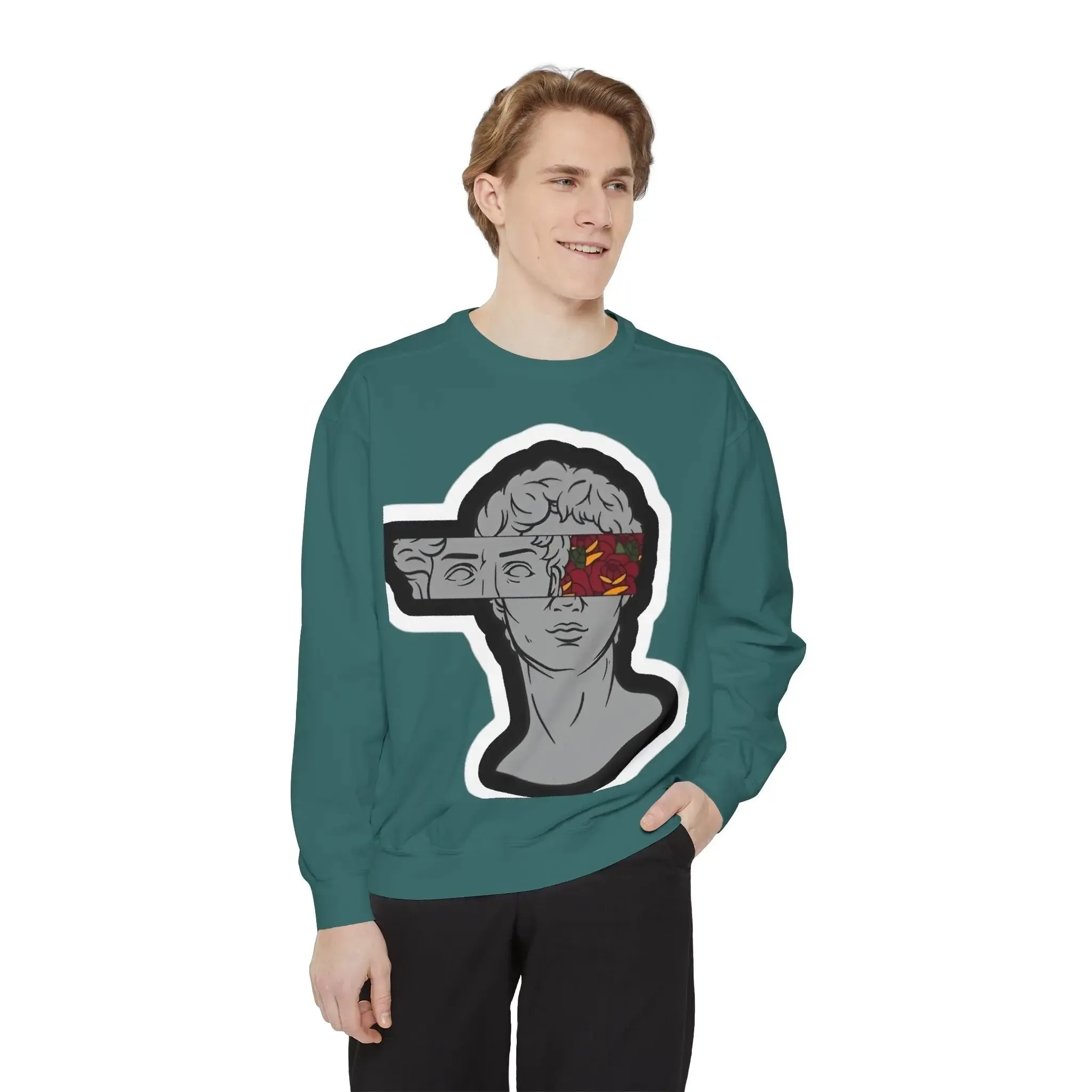 Artistic Mens & women Garment-Dyed Sweatshirt with Abstract Design