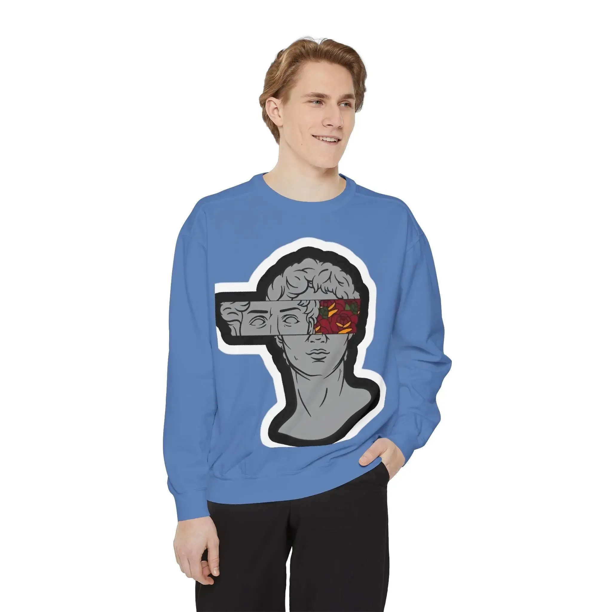 Artistic Mens & women Garment-Dyed Sweatshirt with Abstract Design