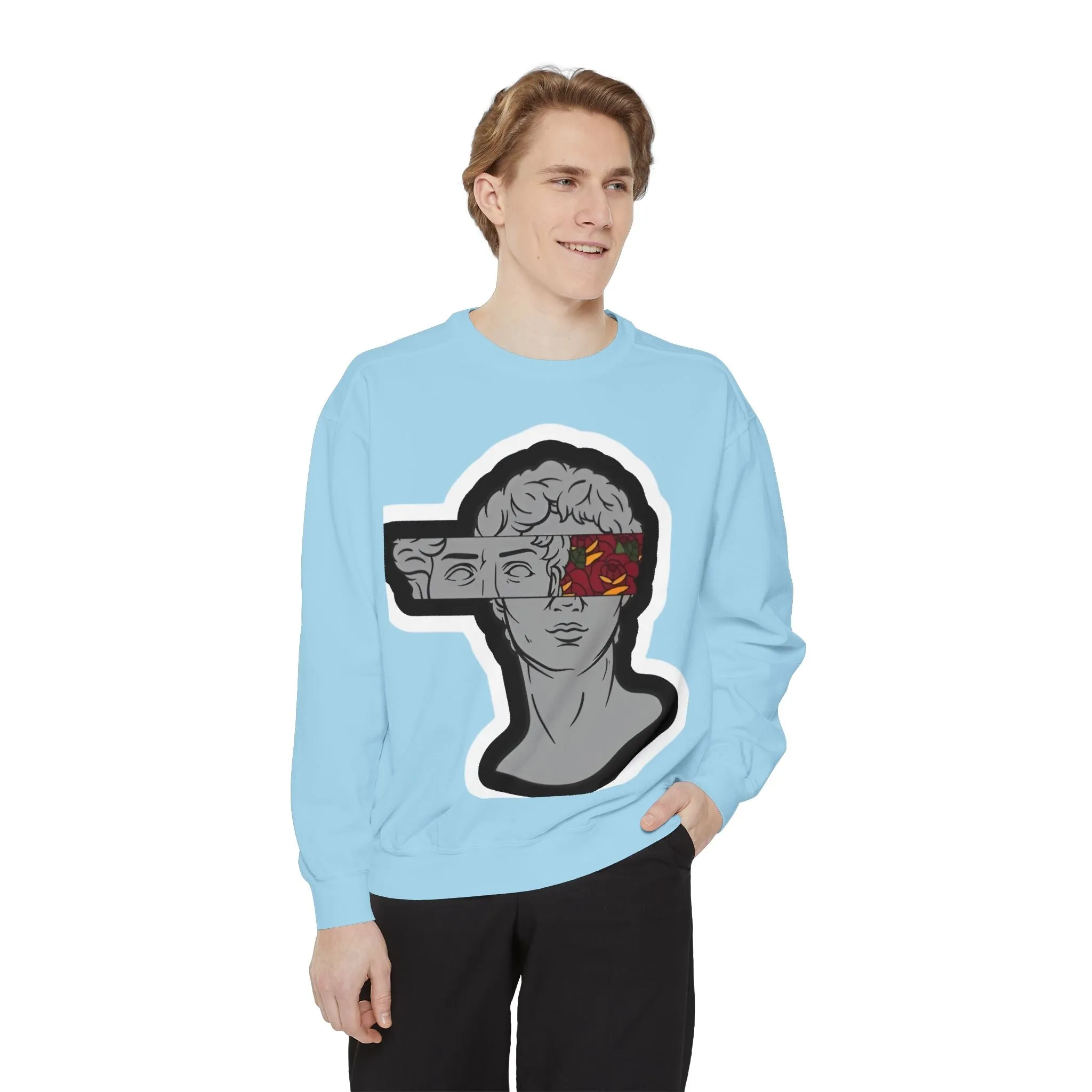 Artistic Mens & women Garment-Dyed Sweatshirt with Abstract Design