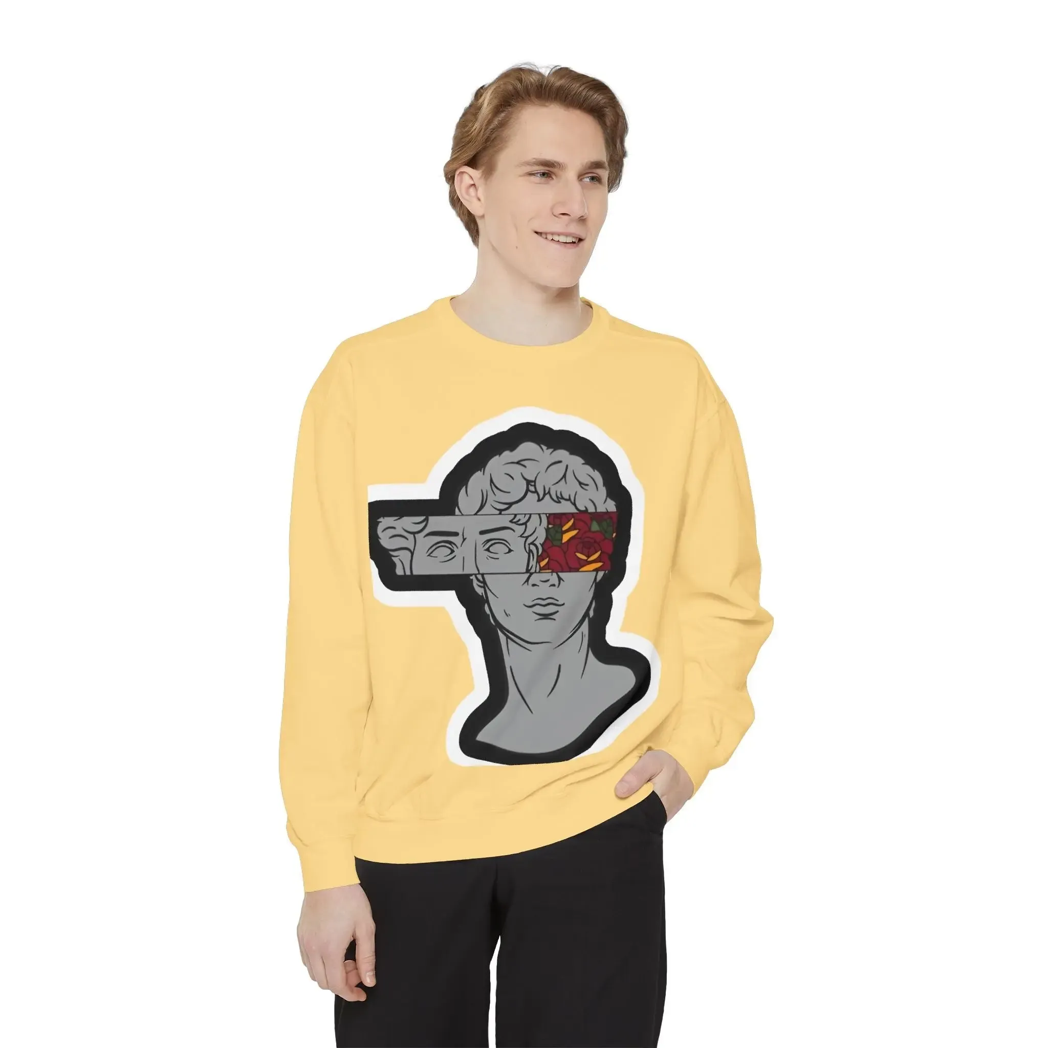 Artistic Mens & women Garment-Dyed Sweatshirt with Abstract Design