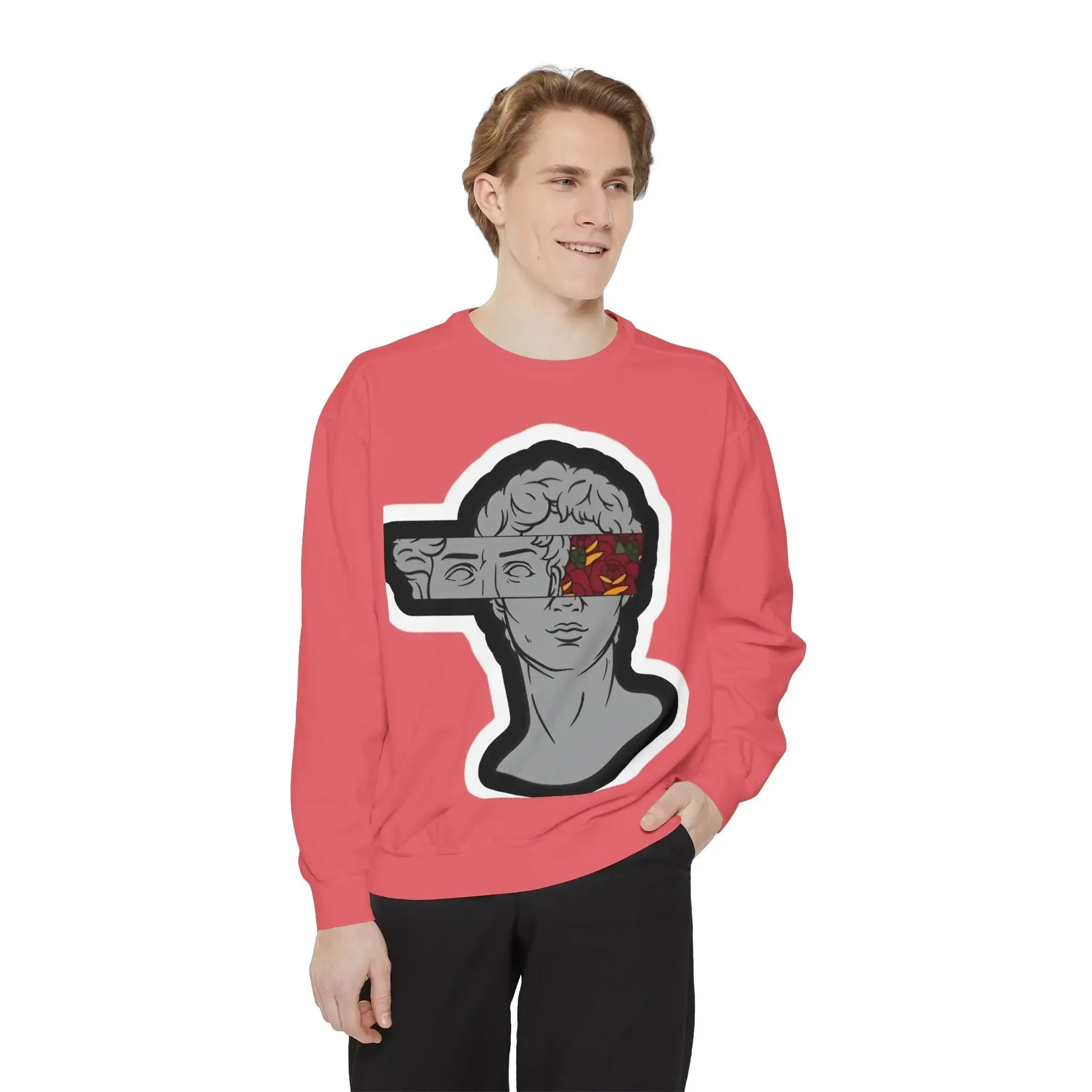 Artistic Mens & women Garment-Dyed Sweatshirt with Abstract Design