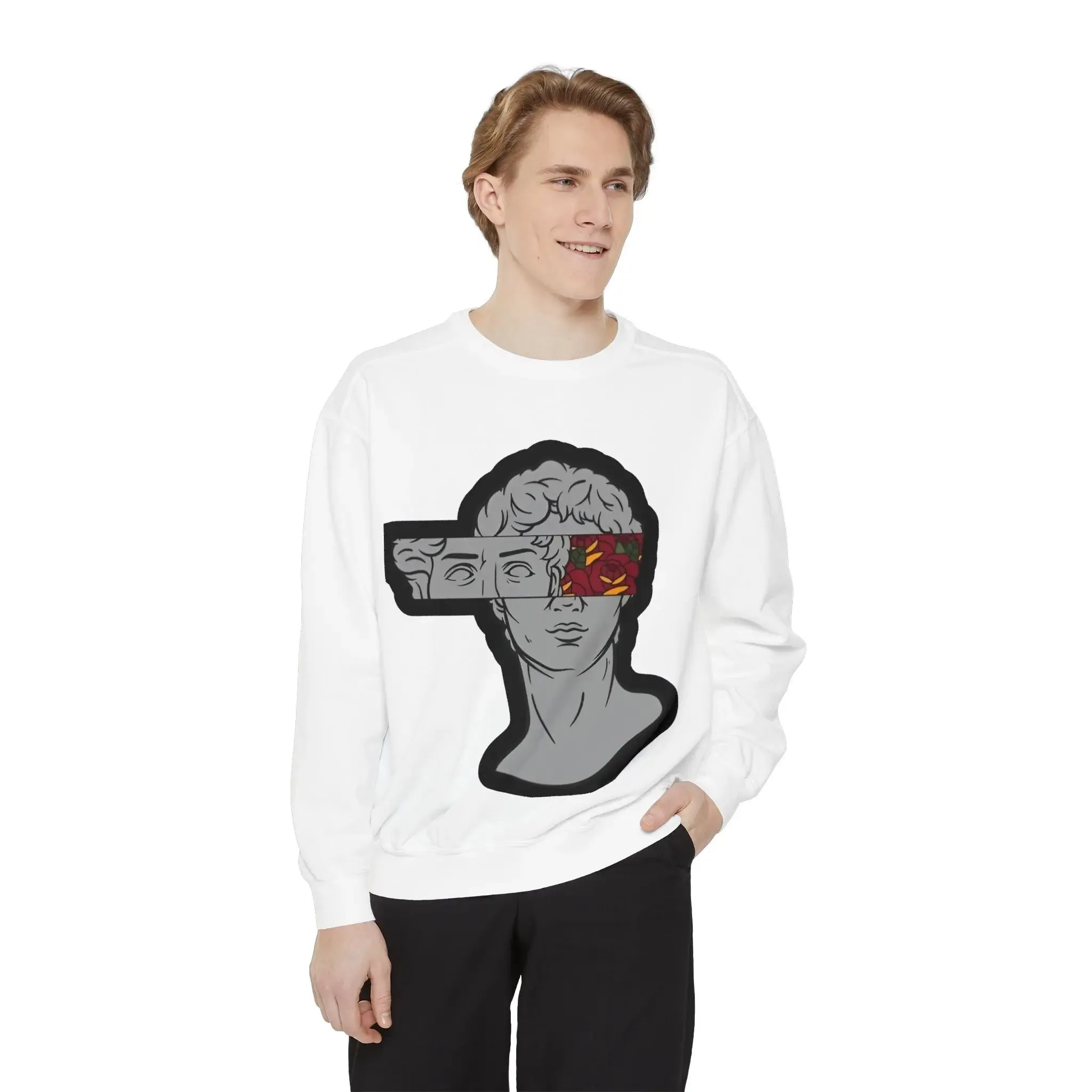 Artistic Mens & women Garment-Dyed Sweatshirt with Abstract Design