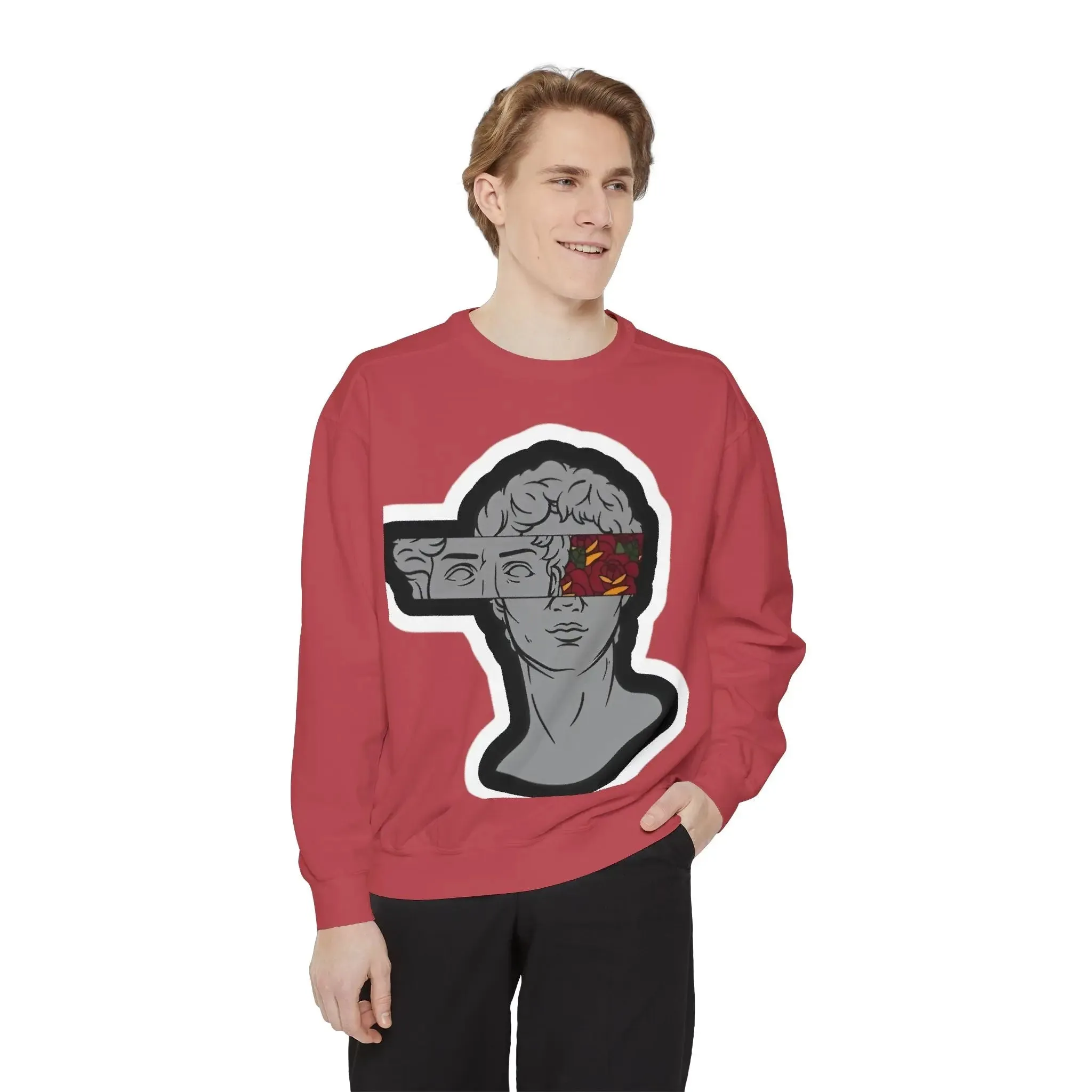 Artistic Mens & women Garment-Dyed Sweatshirt with Abstract Design