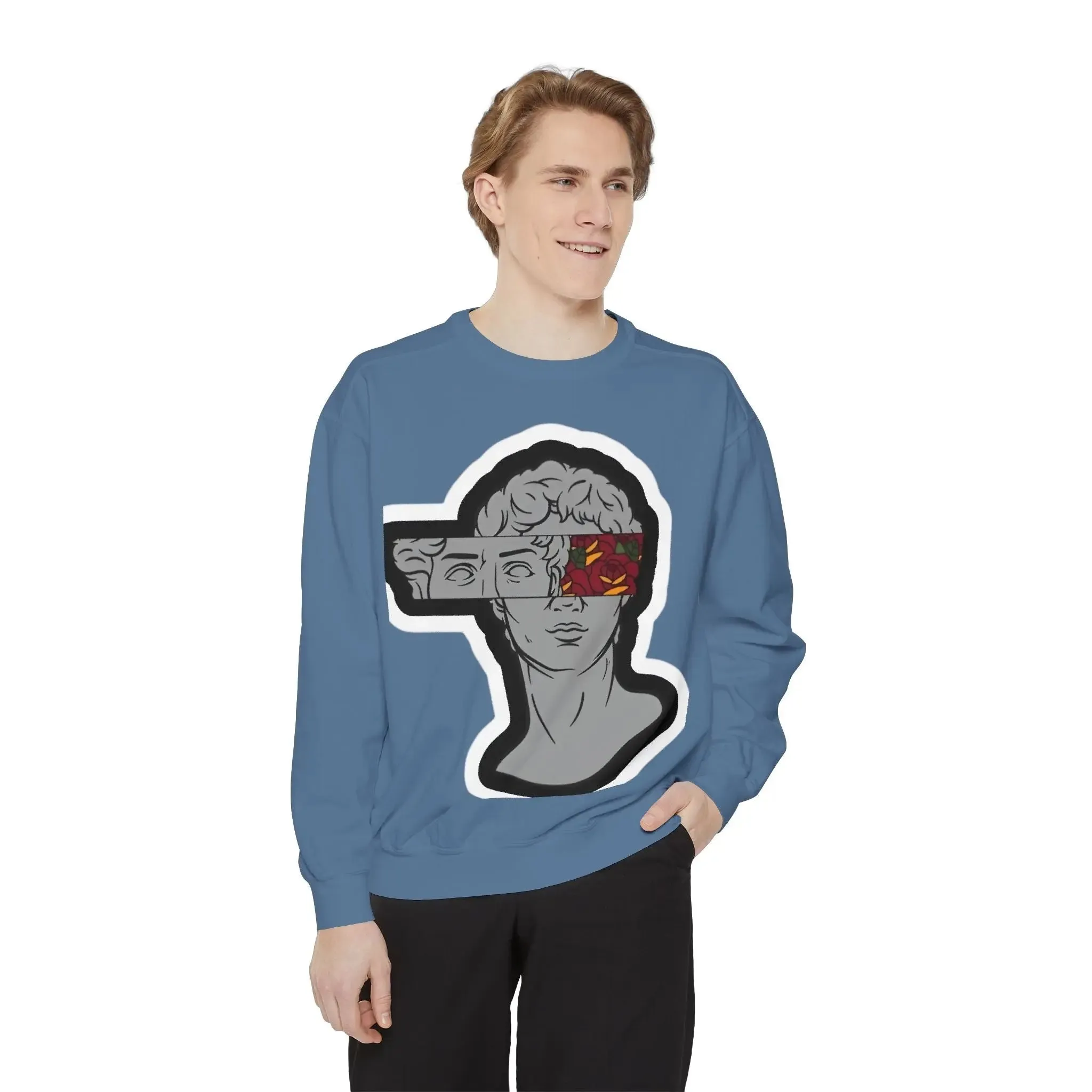 Artistic Mens & women Garment-Dyed Sweatshirt with Abstract Design