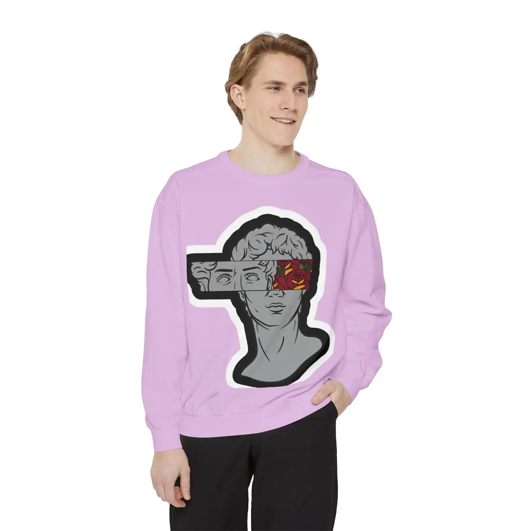 Artistic Mens & women Garment-Dyed Sweatshirt with Abstract Design
