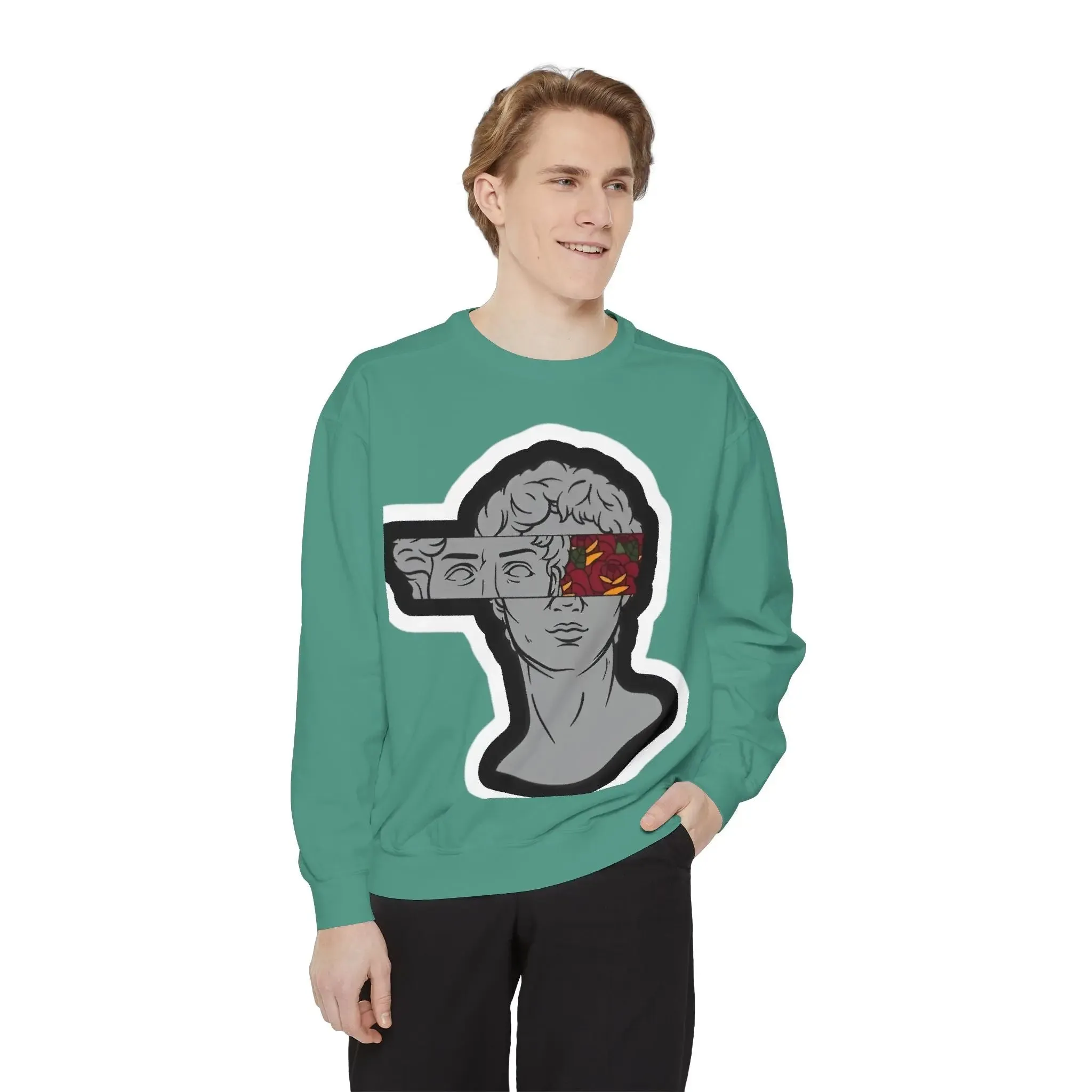 Artistic Mens & women Garment-Dyed Sweatshirt with Abstract Design