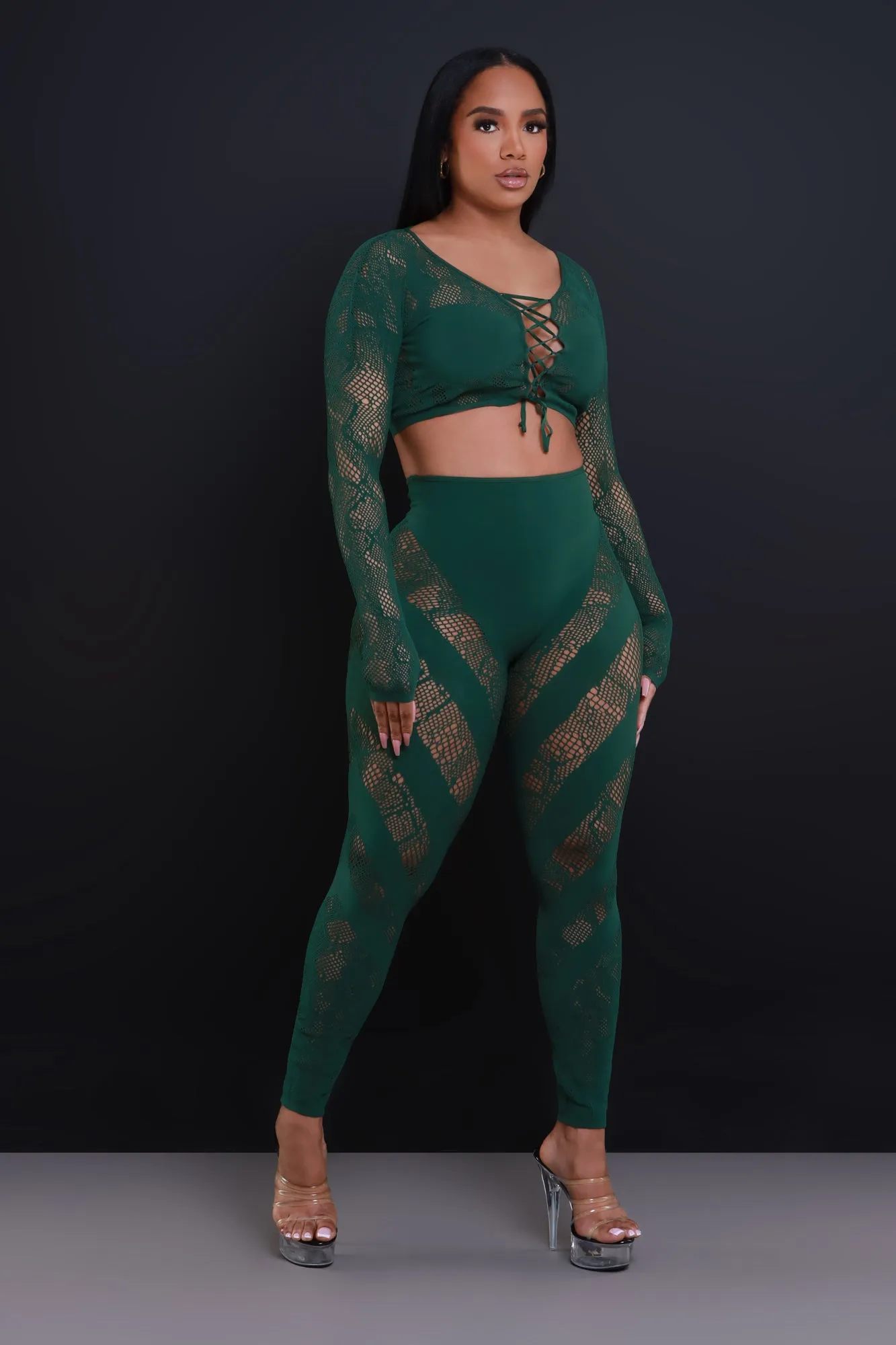 Baby Girl Laser Cut Seamless Set - Green