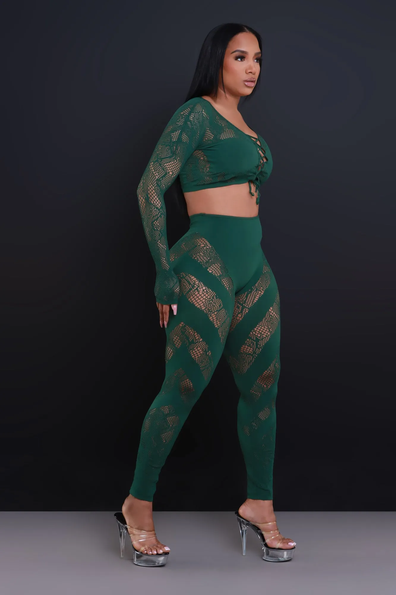 Baby Girl Laser Cut Seamless Set - Green