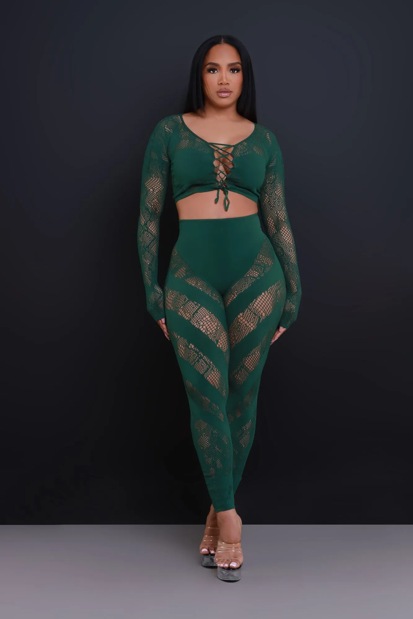 Baby Girl Laser Cut Seamless Set - Green