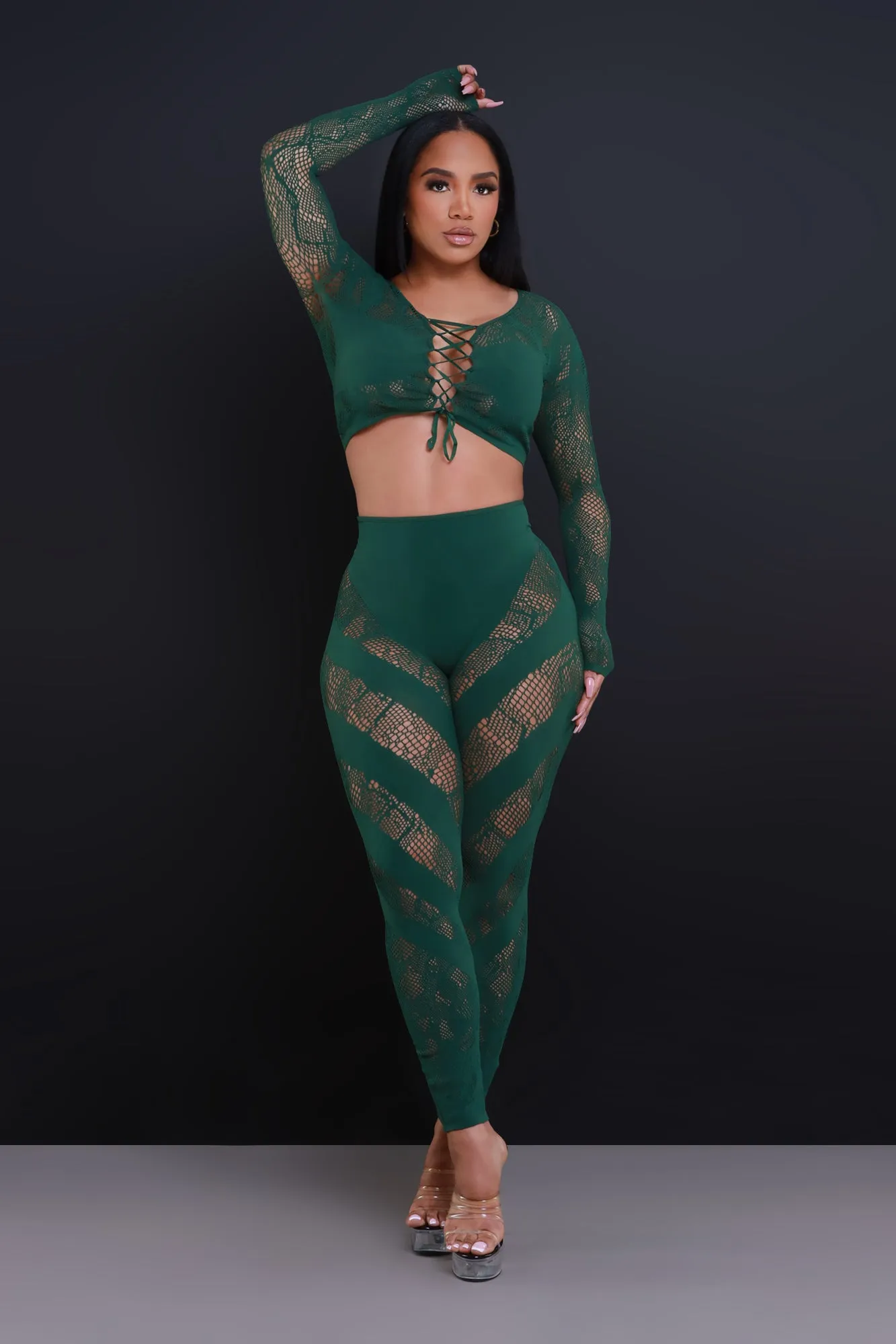 Baby Girl Laser Cut Seamless Set - Green