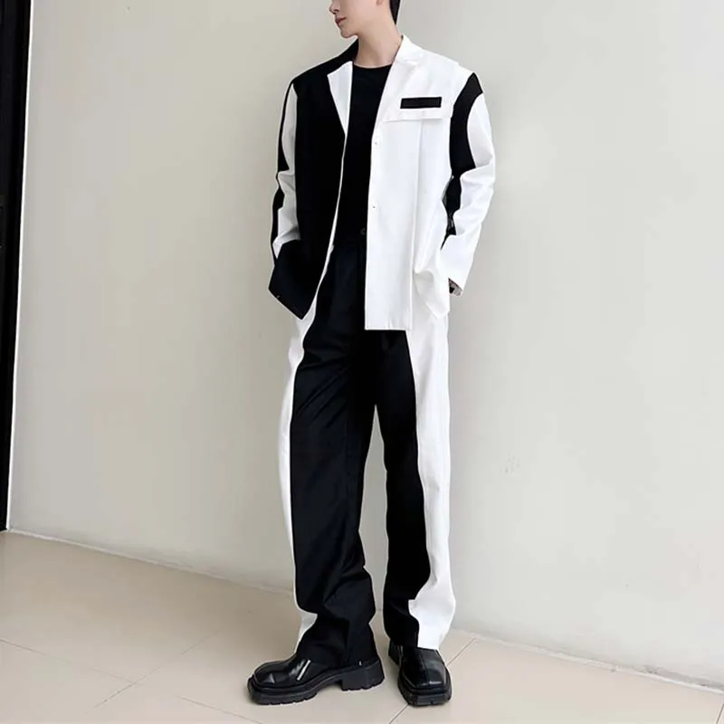 Black And White Contrast Color Two-piece Suit