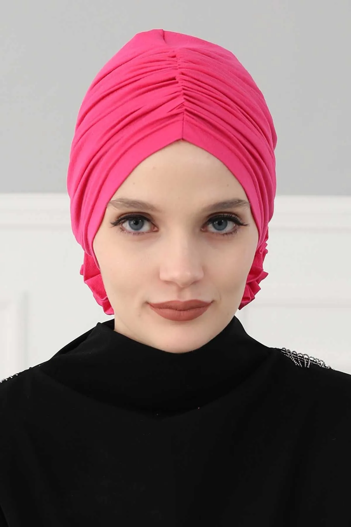 Chic Rose Accent Instant Turban Hijab for Women, Cotton Scarf Chemo Head Wrap, Plain Bonnet Cap with a Beautiful Big Handmade Rose,B-21