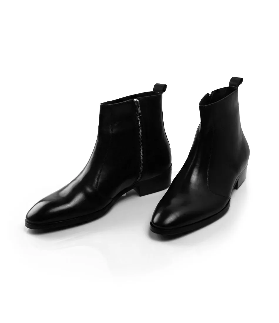 Cuban Zipper Boots - Black