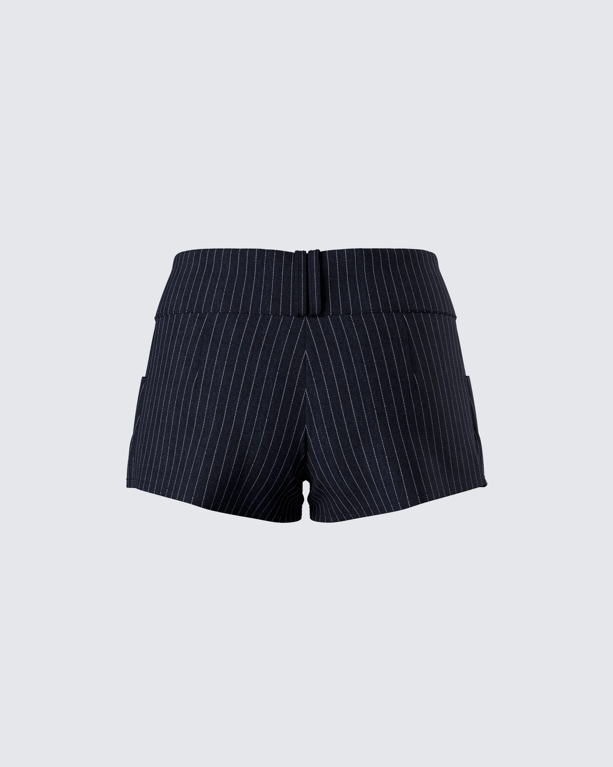 Damla Black Pinstriped Shorts