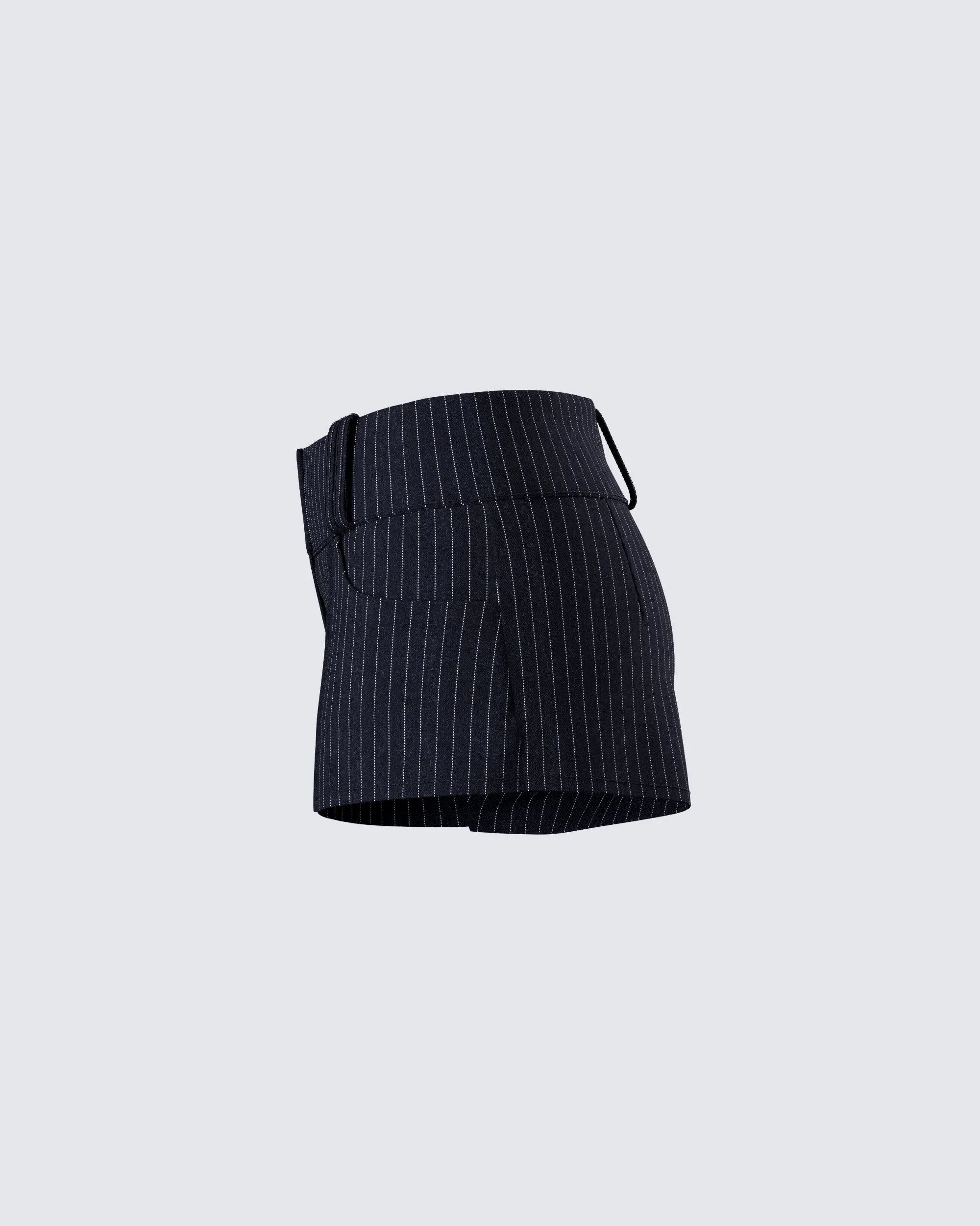 Damla Black Pinstriped Shorts