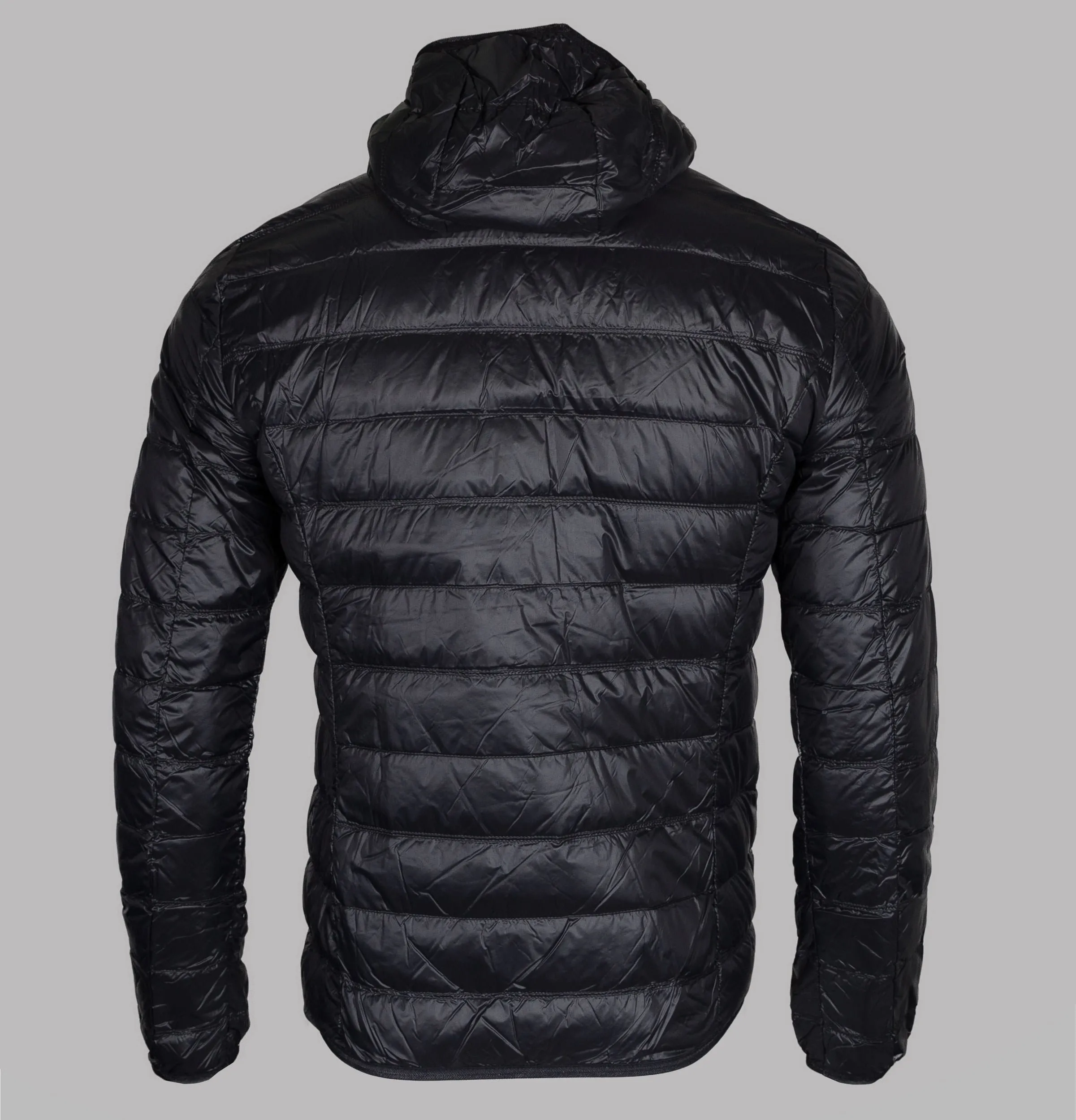 EA7 Quilted Down Hooded Jacket Black/Gold
