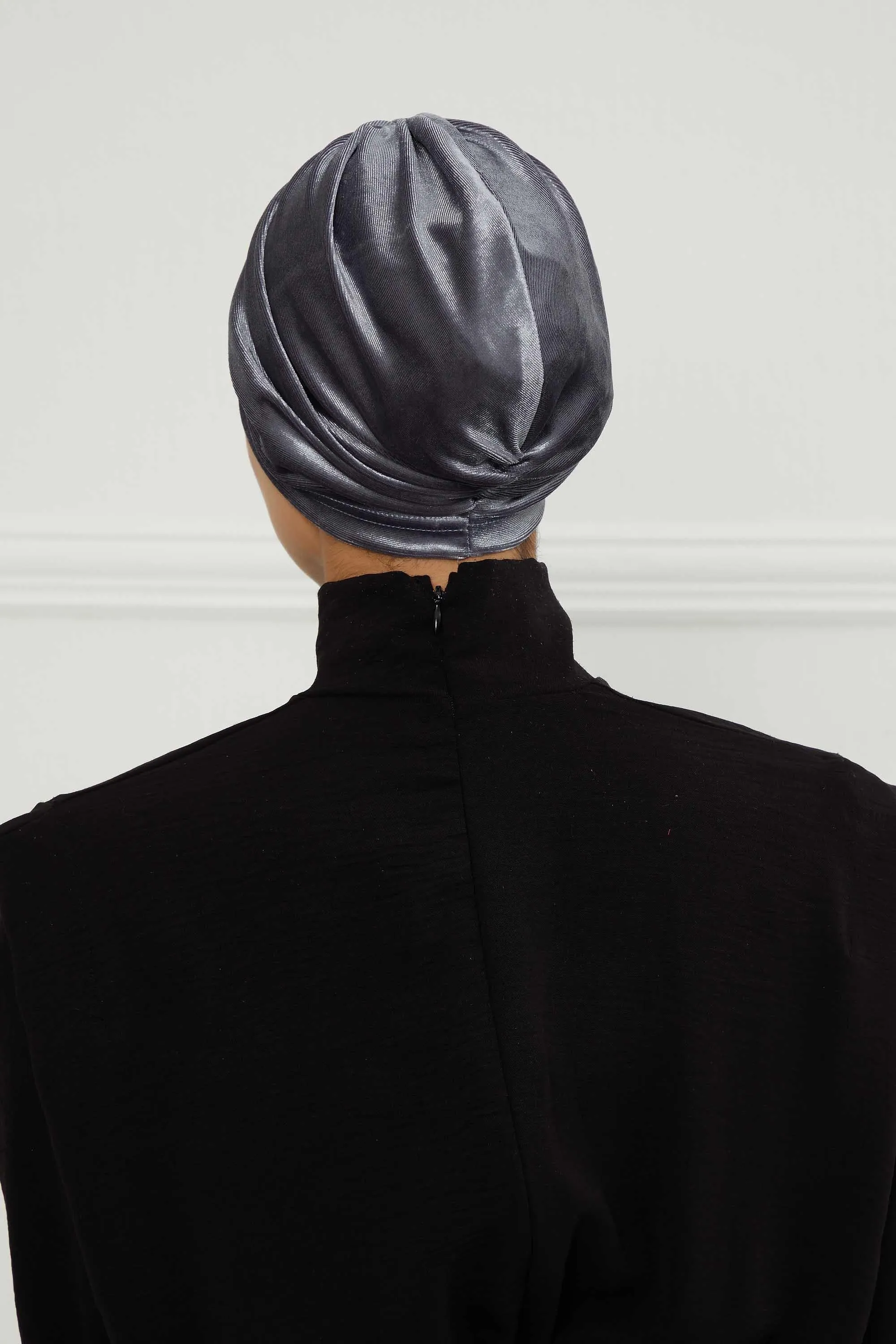 Elegant Velvet Shirred Instant Turban for Women, Luxurious Velour Instant Headwrap, Fashionable Pre-Tied Hijab Turban Cap for Women,B-20K