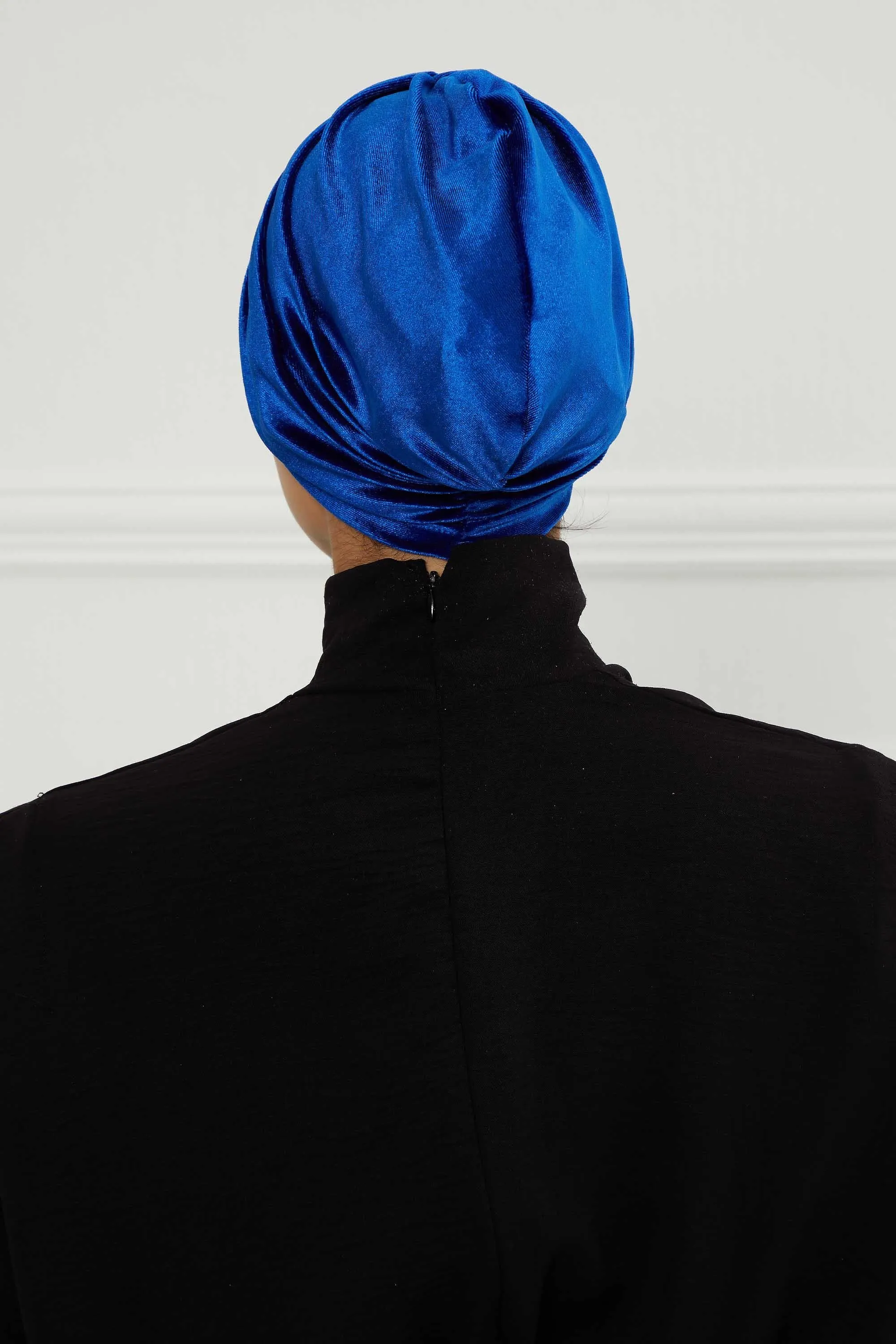 Elegant Velvet Shirred Instant Turban for Women, Luxurious Velour Instant Headwrap, Fashionable Pre-Tied Hijab Turban Cap for Women,B-20K