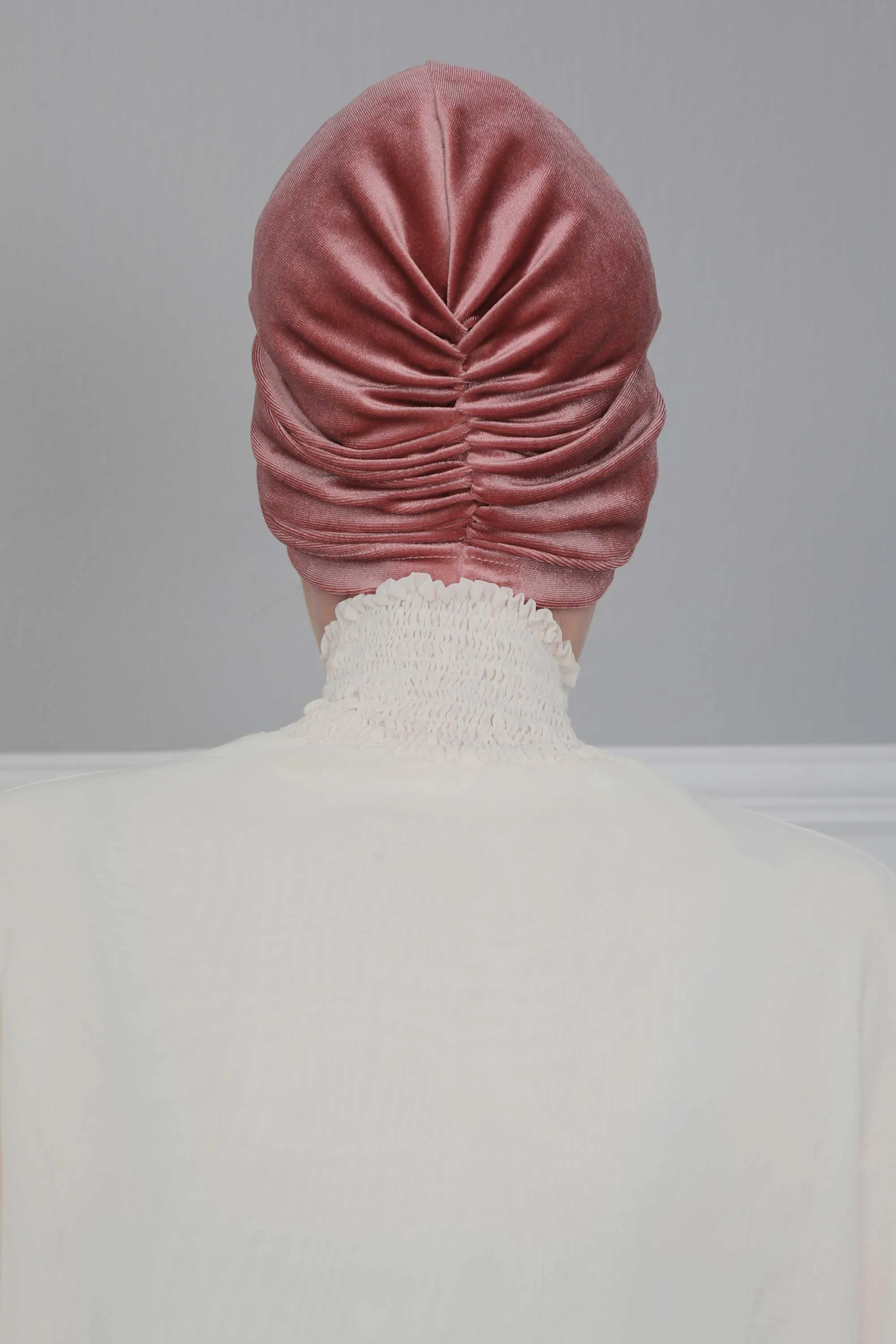 Elegant Velvet Shirred Instant Turban for Women, Luxurious Velour Instant Headwrap, Fashionable Pre-Tied Hijab Turban Cap for Women,B-20K