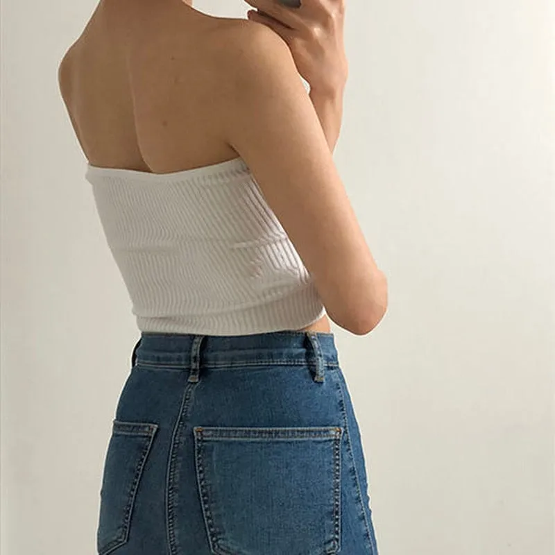 Emily in Paris Outfit Solid Strapless Tube Tops