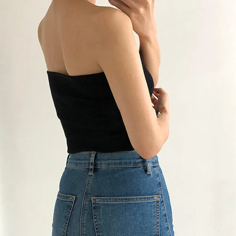 Emily in Paris Outfit Solid Strapless Tube Tops