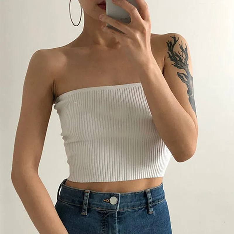 Emily in Paris Outfit Solid Strapless Tube Tops
