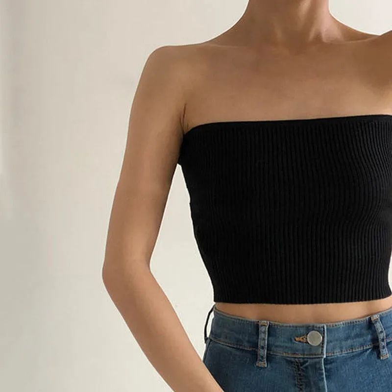 Emily in Paris Outfit Solid Strapless Tube Tops