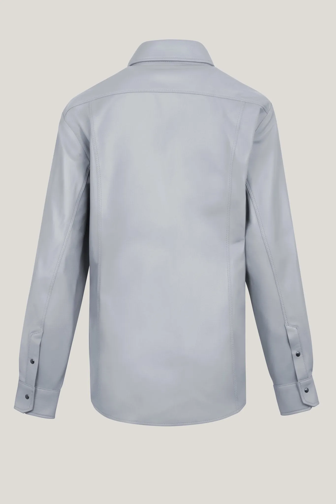 Genuine Lambskin Leather Shirt - Grey