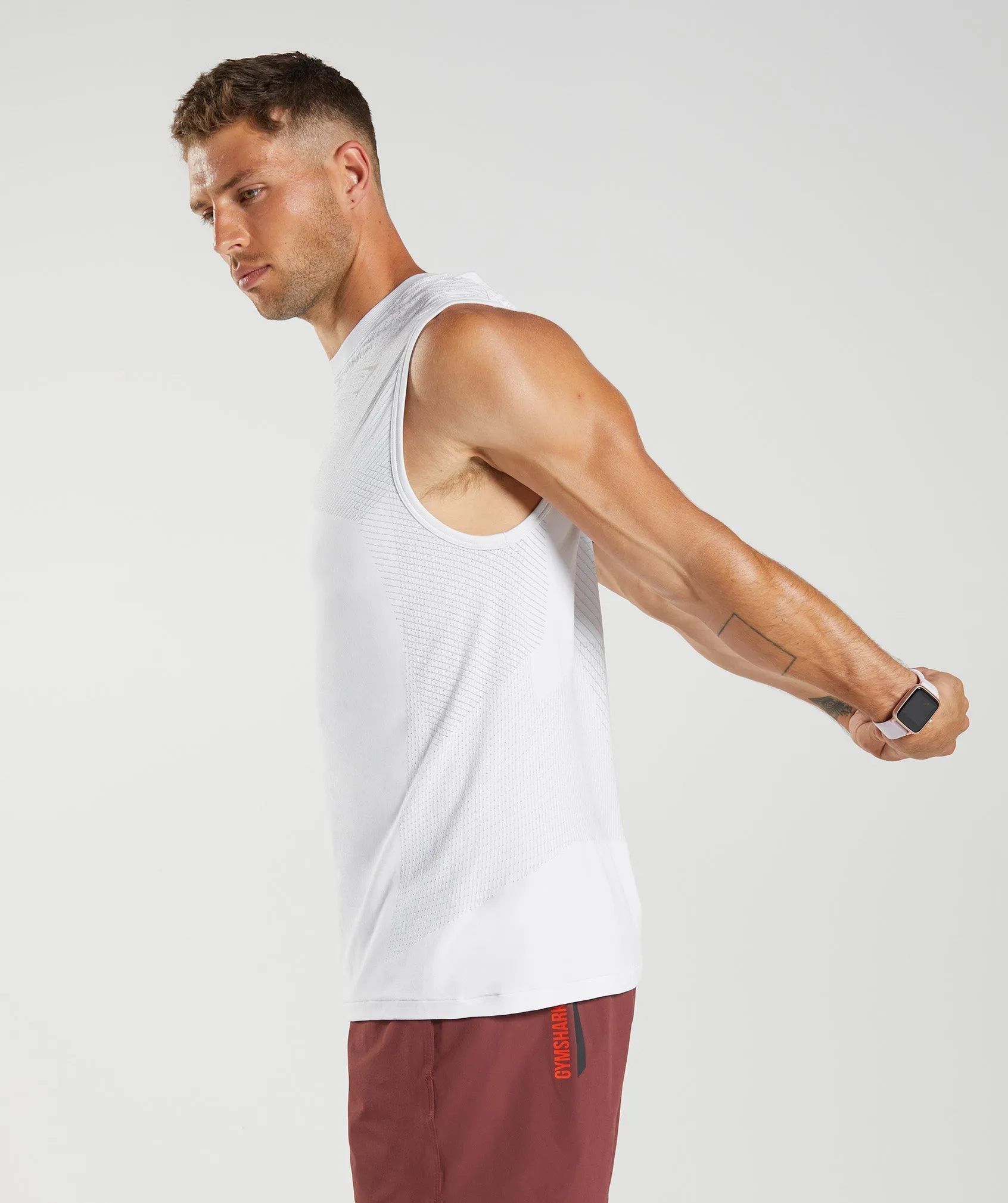 Gymshark Apex Seamless Tank - White/Light Grey