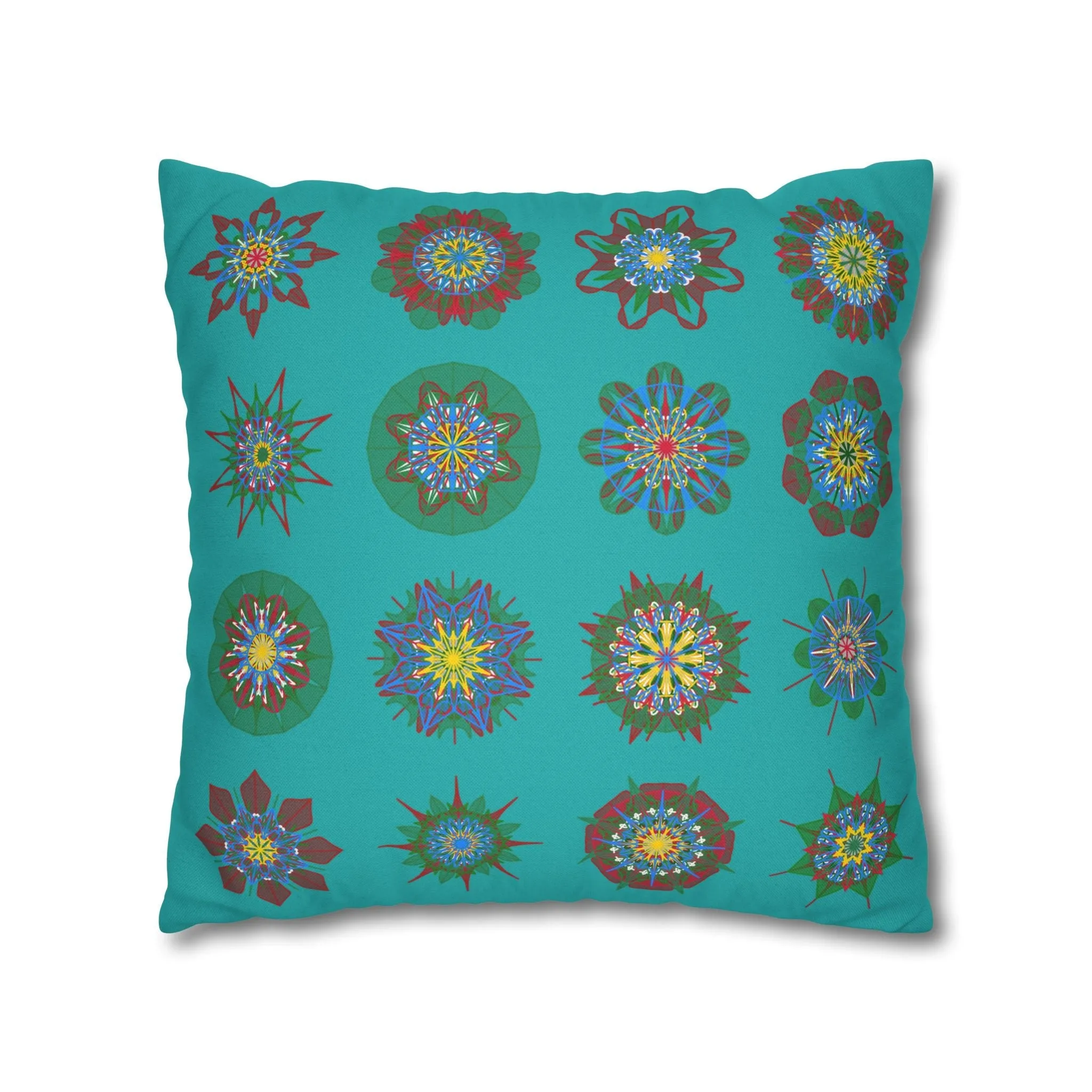 Handmade Mandala Art Pillowcase - Light Sea Green