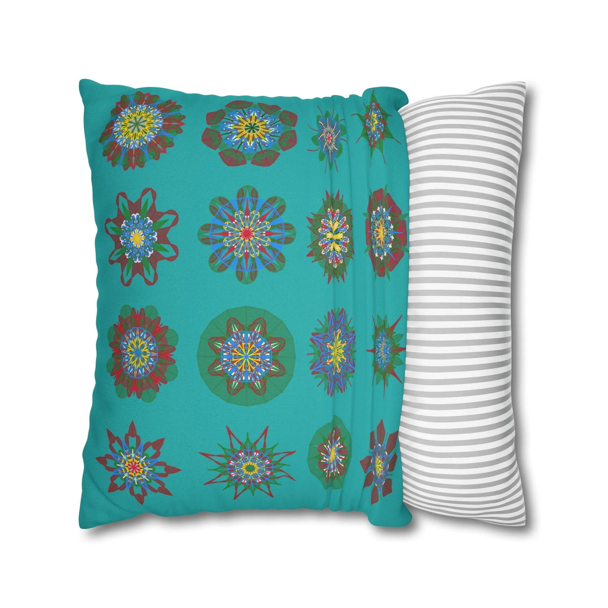 Handmade Mandala Art Pillowcase - Light Sea Green