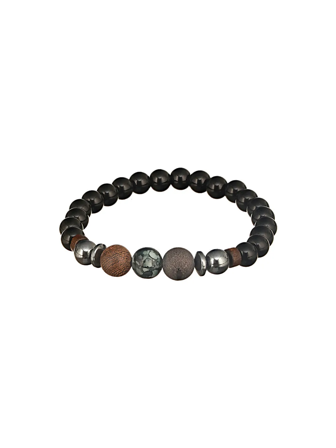 Jazz And Sizzle Men Set of 3 Black Elasticated & Handcrafted Wraparound Bracelets