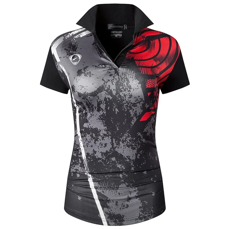 jeansian Women Casual Short Sleeve T-Shirt Tee Floral Print Polo Shirts Golf Polos Tennis Badminton