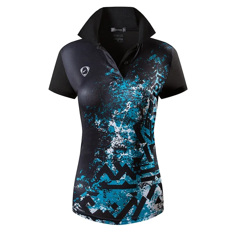jeansian Women Casual Short Sleeve T-Shirt Tee Floral Print Polo Shirts Golf Polos Tennis Badminton