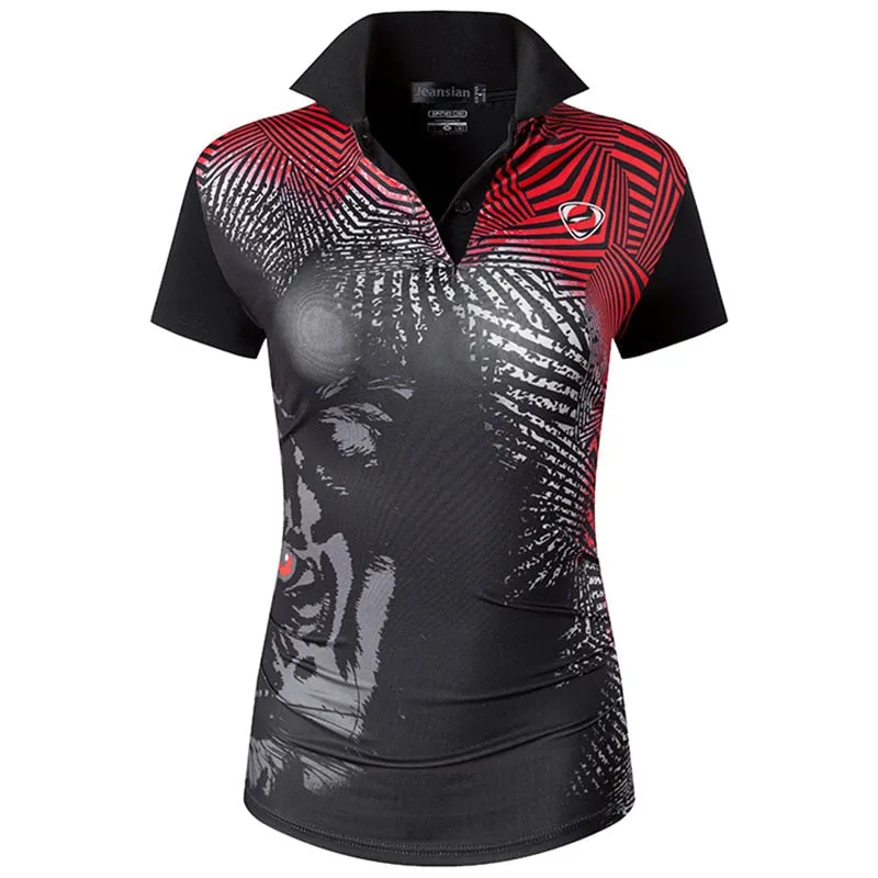 jeansian Women Casual Short Sleeve T-Shirt Tee Floral Print Polo Shirts Golf Polos Tennis Badminton