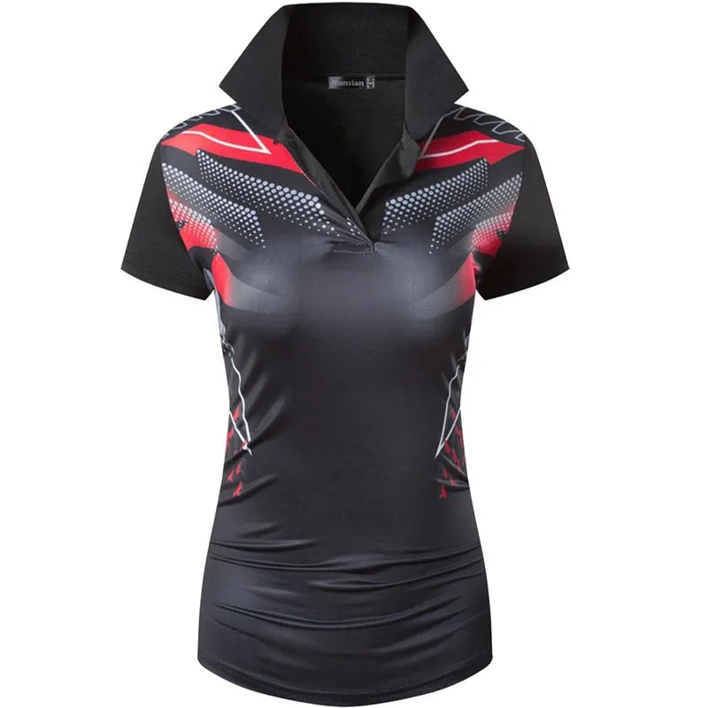 jeansian Women Casual Short Sleeve T-Shirt Tee Floral Print Polo Shirts Golf Polos Tennis Badminton