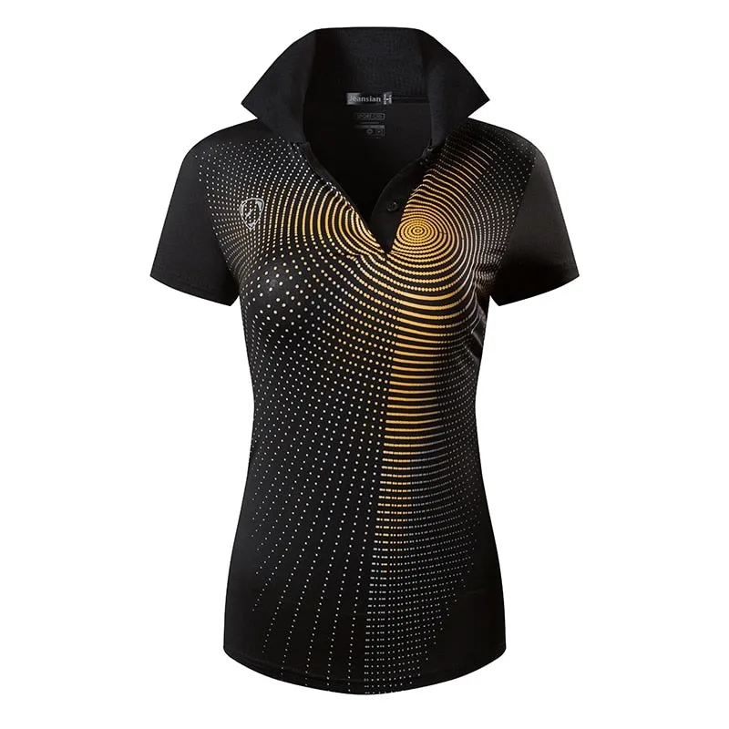 jeansian Women Casual Short Sleeve T-Shirt Tee Floral Print Polo Shirts Golf Polos Tennis Badminton