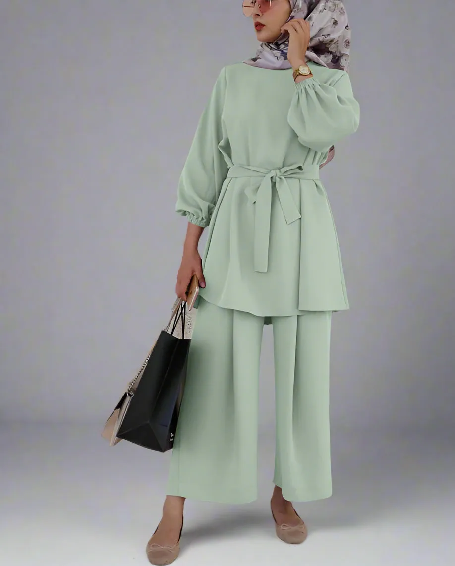 Long Sleeve Tops And Long Pants Set For Muslim Women