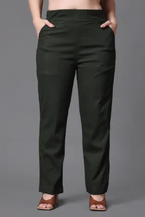 Mehandi Lycra Slub Pants