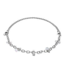 Necklace casual & chunky chain stainless steel & Crystals silver-crystal